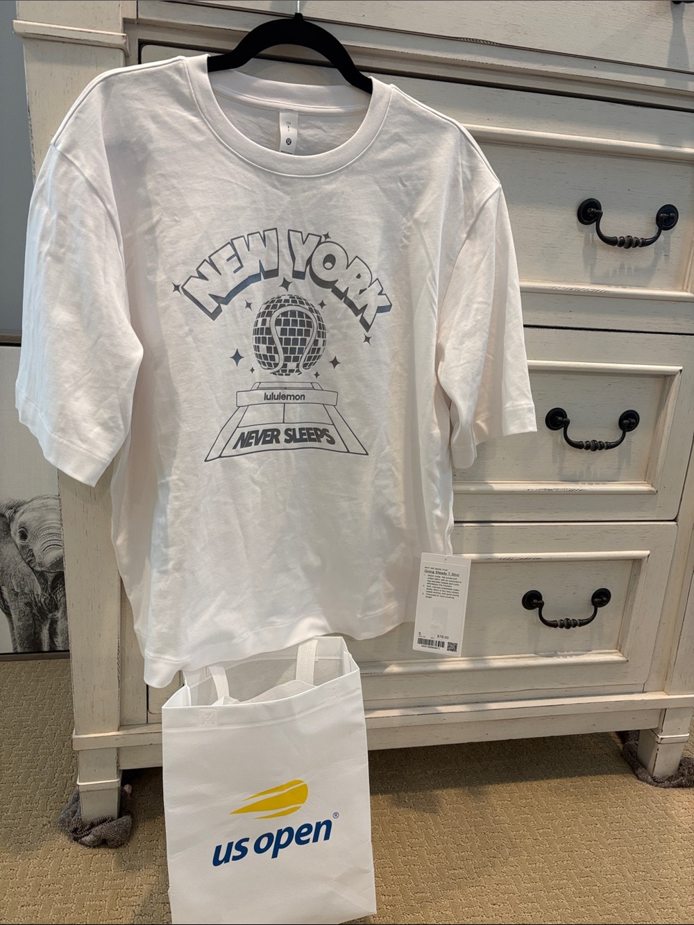 lululemon White 'New York Never Sleeps' Graphic Tee US open exclusive